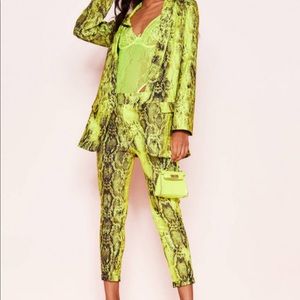 Erica Neon Yellow Snake Print Blazer & pants